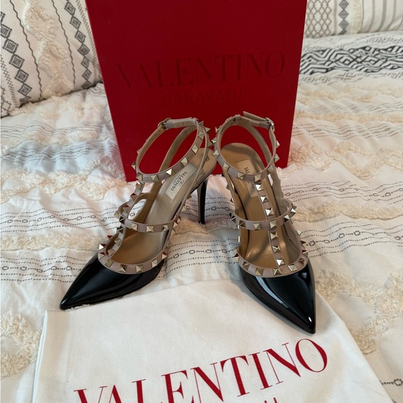 Valentino Black Studded Women's Heels - Picture 1 of 10